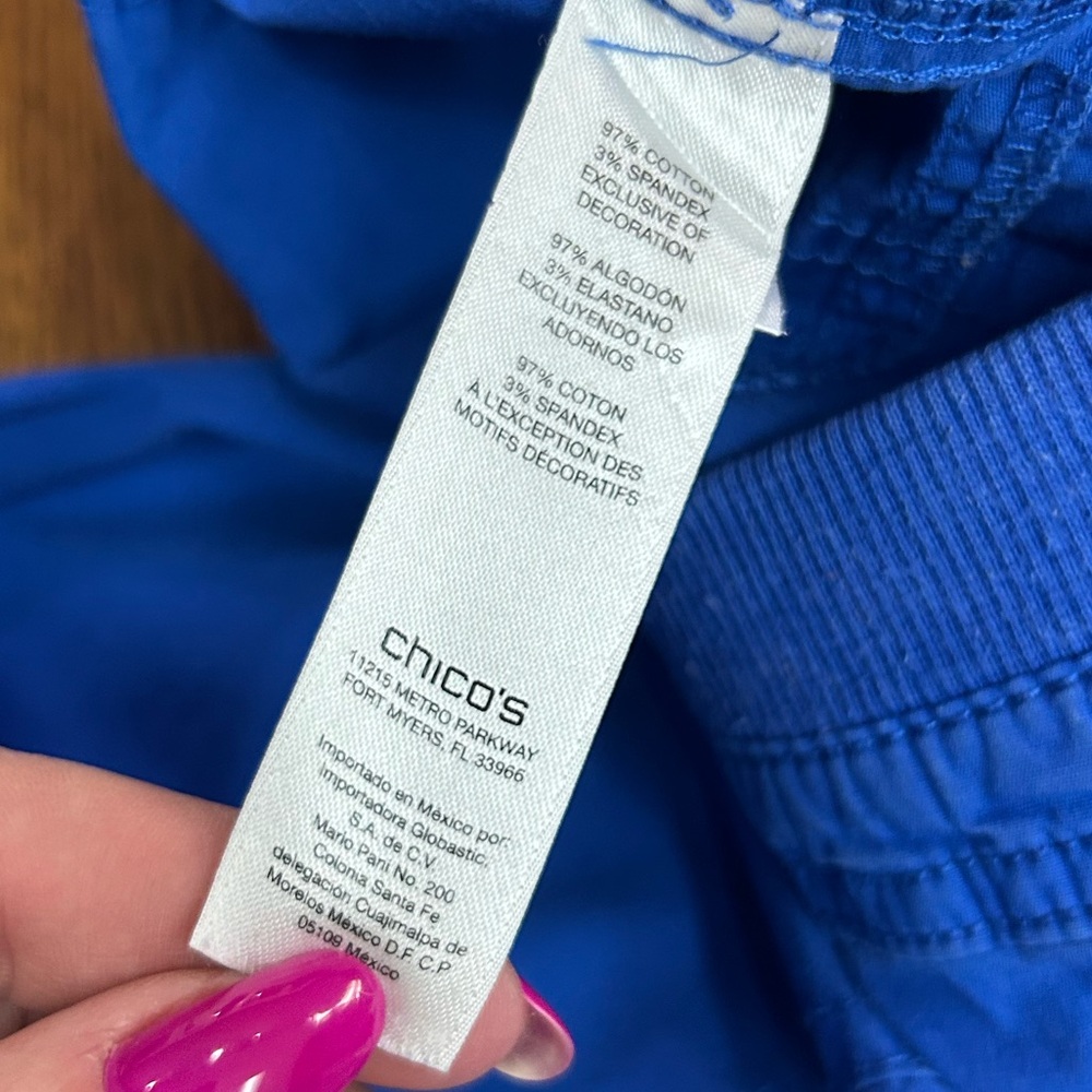 Chico’s Blue Cropped Pants Capri Stretch Size 1/Medium Casual Summer Capris - Picture 10 of 12